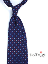 NADA Navy Blue English Printed Silk 3 fold Necktie